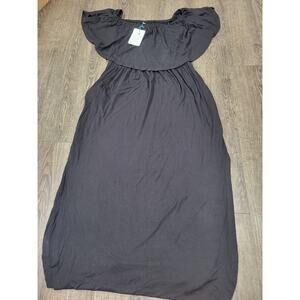 LilBetter NWT Super Flowy Stretch Black Off the Shoulder Dress Size Large Maxi